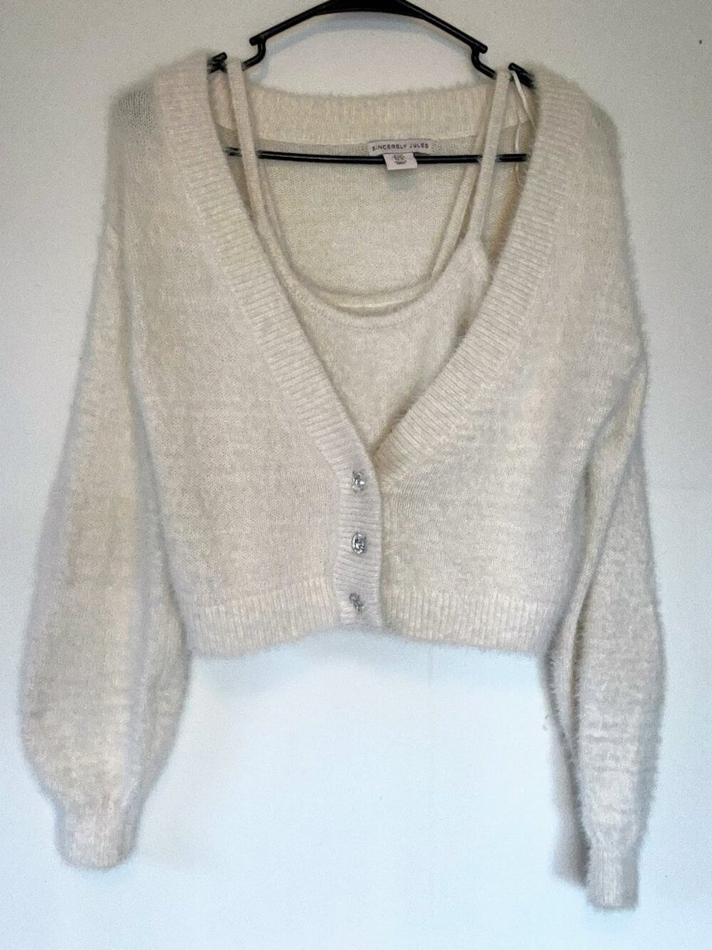 Sincerely Jules Jewel-Embellished Knit Cardigan & Tank Set